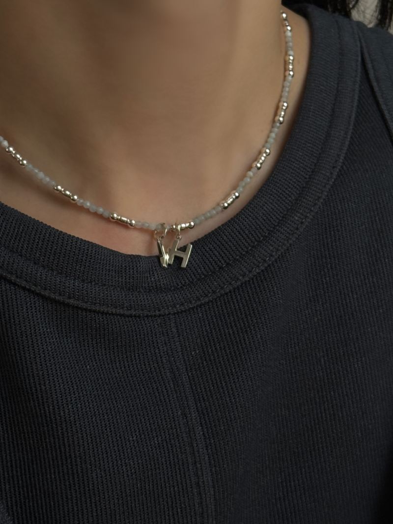 Silver925×天然石｜アマゾナイト ネックレス（Reeplushハンドメイド）