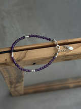 Silver925×天然石｜アメジスト×パール ブレスレット（Reeplushハンドメイド）
