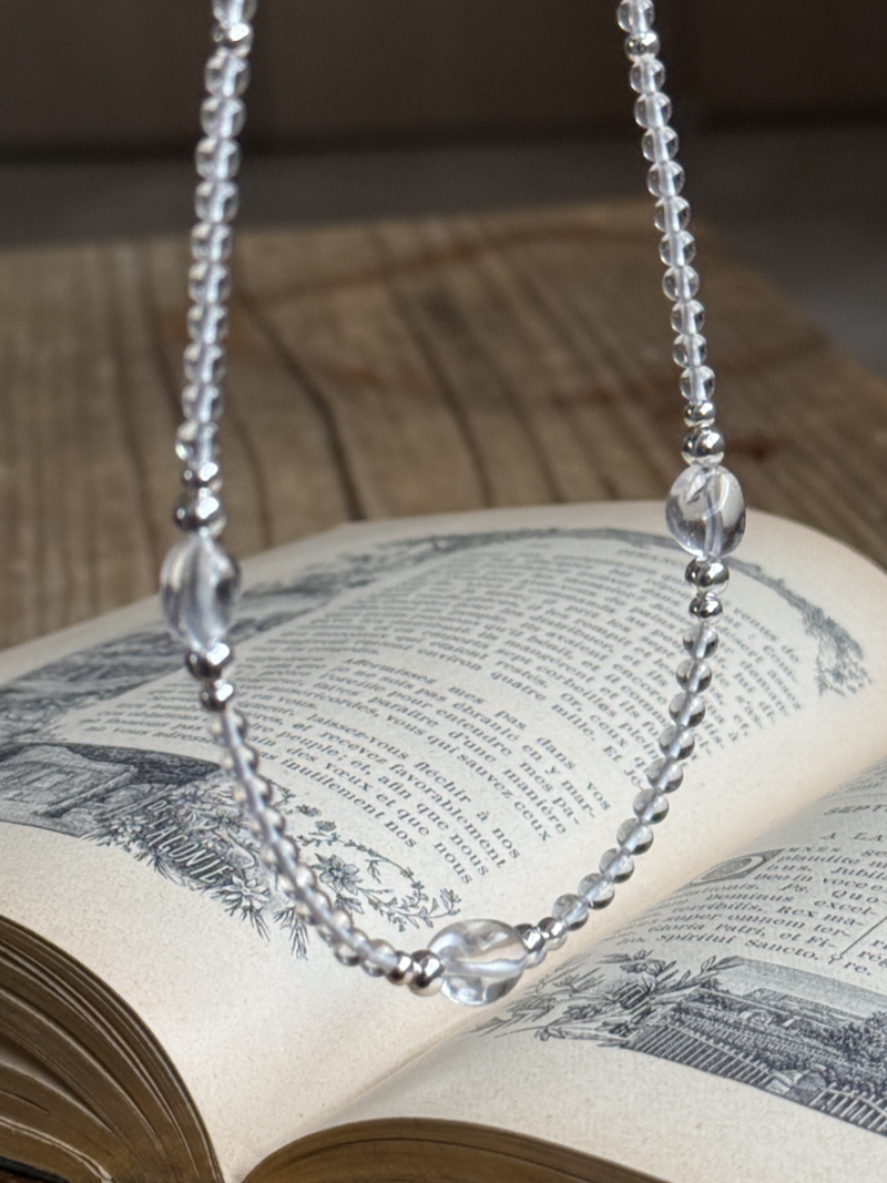 Silver925×天然石｜ロッククリスタルネックレス 40cmまたは40cm+