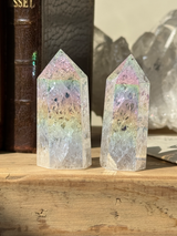 【MOMOMOON】クラッシュ水晶オーラ　タワー 2点セット |Crackle Quartz aura|天然石・鉱石・パワーストーン【SC081-8】