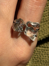 【MOMOMOON】ブラックルチルクォーツ ラフカットリング：フリーサイズ約12〜16号程度 | 天然石・鉱石・パワーストーン