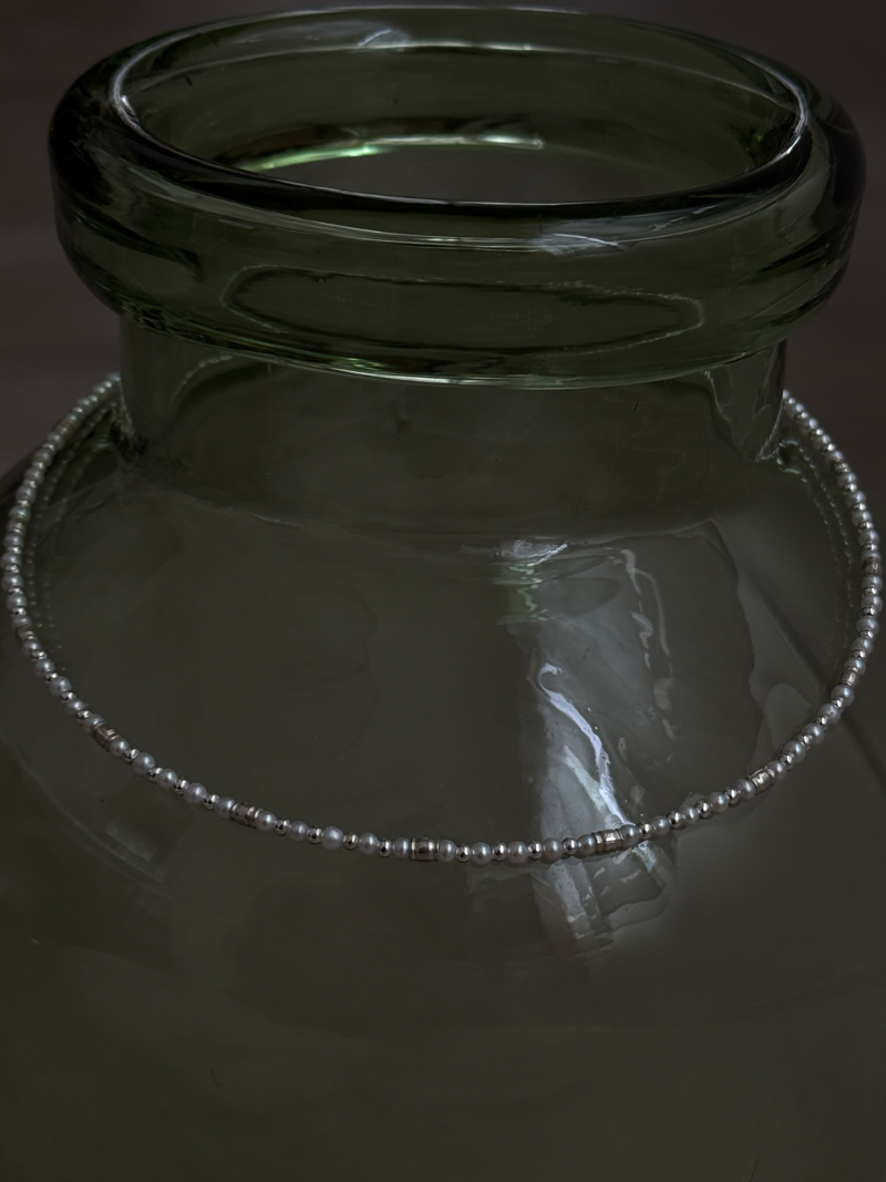 Silver925×天然石｜2.8mm バロックパールチョーカー ネックレス37.5cm〜42cm（Reeplushハンドメイド）軽量チャーム追加可能