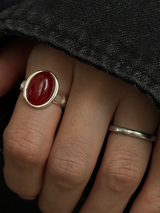 Big Oval Red Onyx Ring/約10号〜15号