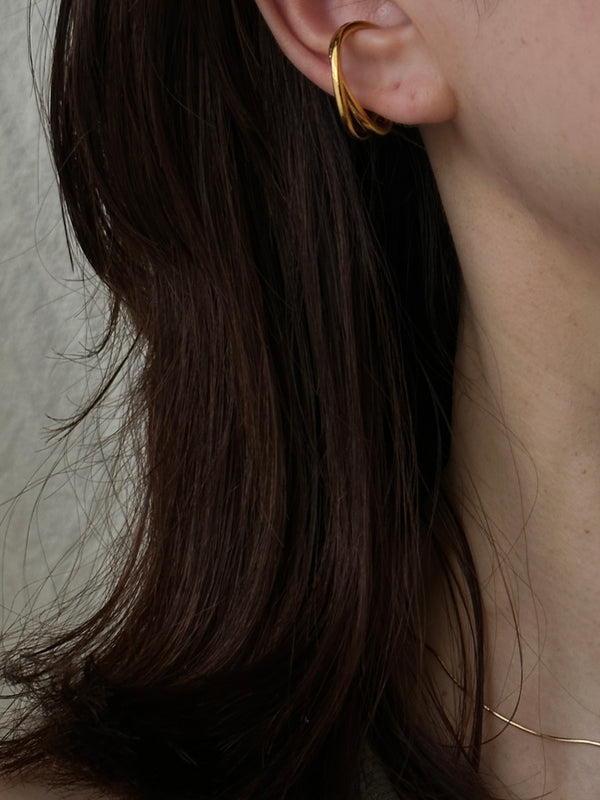 【ラスト1点】double line Twist  Ring & Earcuff