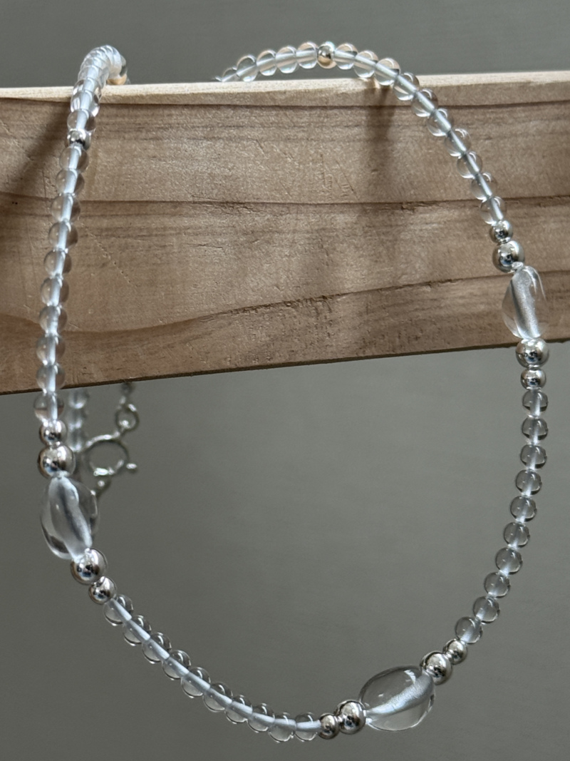 Silver925×天然石｜ロッククリスタルネックレス 40cmまたは40cm+