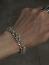 Silver925×天然石｜レインボームーンストン×メダイ ブレスレット（Reeplushハンドメイド）