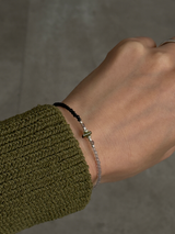 Silver925×天然石｜ポイントトルマリン グレームーンストーン×オニキス ブレスレット（Reeplushハンドメイド）