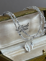 Silver925×天然石｜4月誕生石 ダイヤモンドクォーツ ミニチャーム ネックレス 41cmまたは40cm+アジャスター5cm（Reeplushハンドメイド）