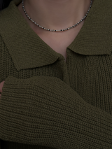 Silver925×天然石｜ダルメシアンジャスパー+オニキス チョーカーネックレス 37.5cm〜41cm（Reeplushハンドメイド）