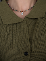 Silver925×天然石｜セブンカラーアゲート オニキス メダイ ネックレス約38.5cm〜42cm（Reeplushハンドメイド）