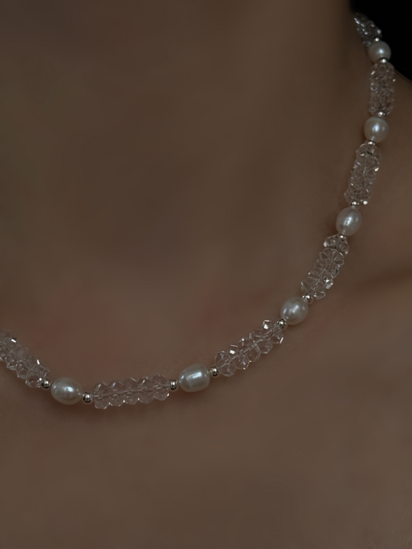 Cut Crystal × Perl Necklace