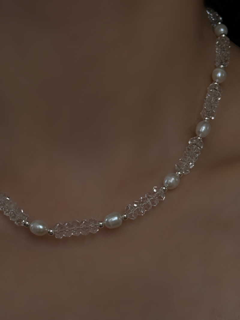 Cut Crystal × Perl Necklace