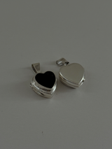 裏面刻印【お好きな刻印お入れします】Black Heart  Locket pendant 燻加工仕上げ・軽量