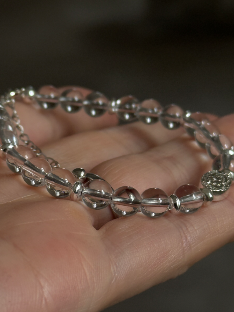 【特価】 Silver925×天然石｜ロッククリスタル・マリア様ブレスレット アクセサリー