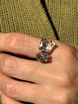 【MOMOMOON】ブラックルチルクォーツ ラフカットリング：フリーサイズ約12〜16号程度 | 天然石・鉱石・パワーストーン