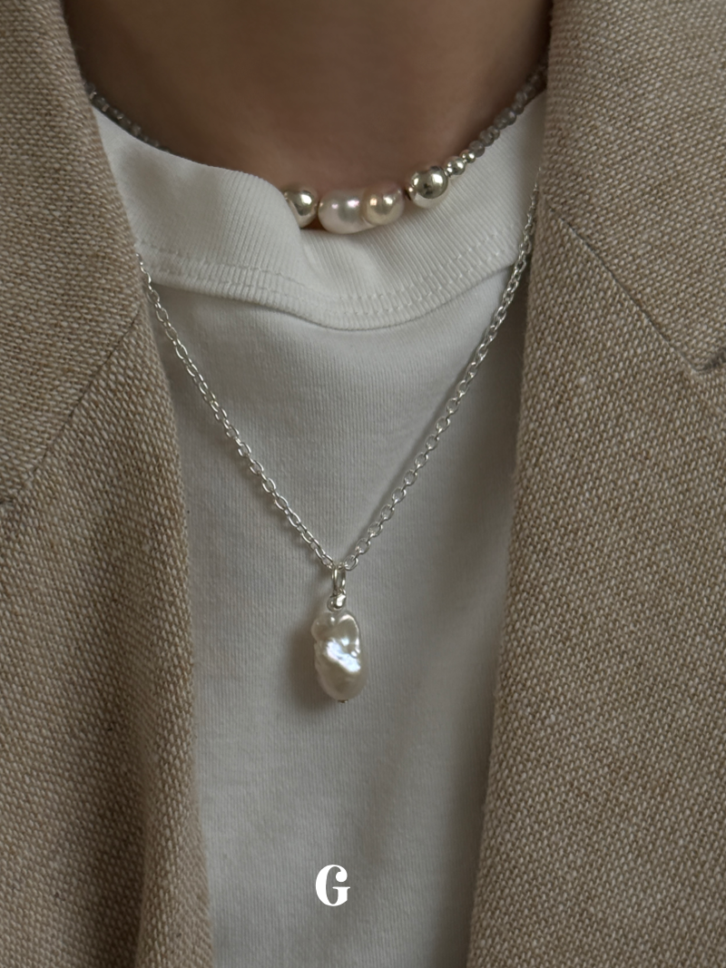 Silver925×天然石｜バロックパール ペンダントトップ（Reeplushハンドメイド）　単体