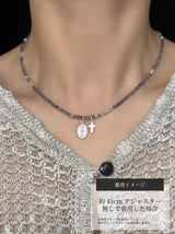 Silver925×天然石｜3月誕生石 マダガスカル産アイオライト ミニチャーム ネックレス 41cmまたは40cm+アジャスター5cm（Reeplushハンドメイド）宝石質