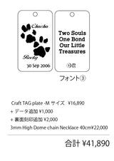 【データ確認済みのお客様購入専用ページ】クラフトタグプレート Mサイズ|データ一点追加&裏面追加|3mm High Dome chain Necklace 40cm