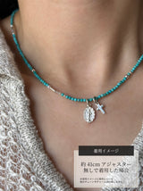 Silver925×天然石｜12月誕生石 トルコ石(ターコイズ) ミニチャーム ネックレス 41cmまたは40cm+アジャスター5cm（Reeplushハンドメイド）