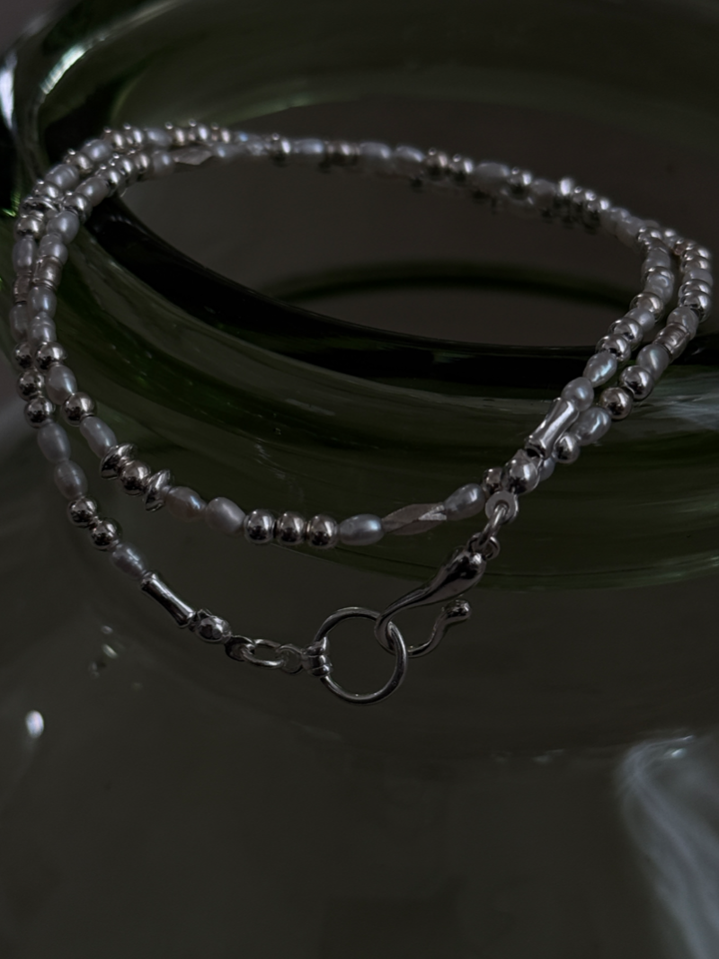 Silver925×天然石｜A/バロックパールのチョーカーネックレス 39cm（Reeplushハンドメイド）