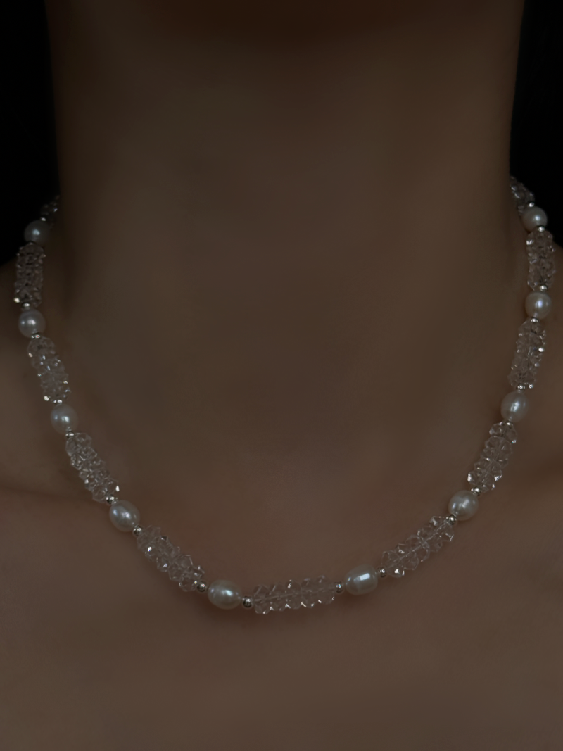 Cut Crystal × Perl Necklace