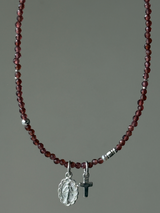 Silver925×天然石｜1月誕生石 ガーネット ミニチャーム ネックレス 41cmまたは41cm+アジャスター4.5cm（Reeplushハンドメイド）