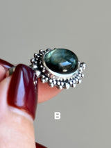 【MOMOMOON】Labradorite Big Oval stone pendant top 24mm