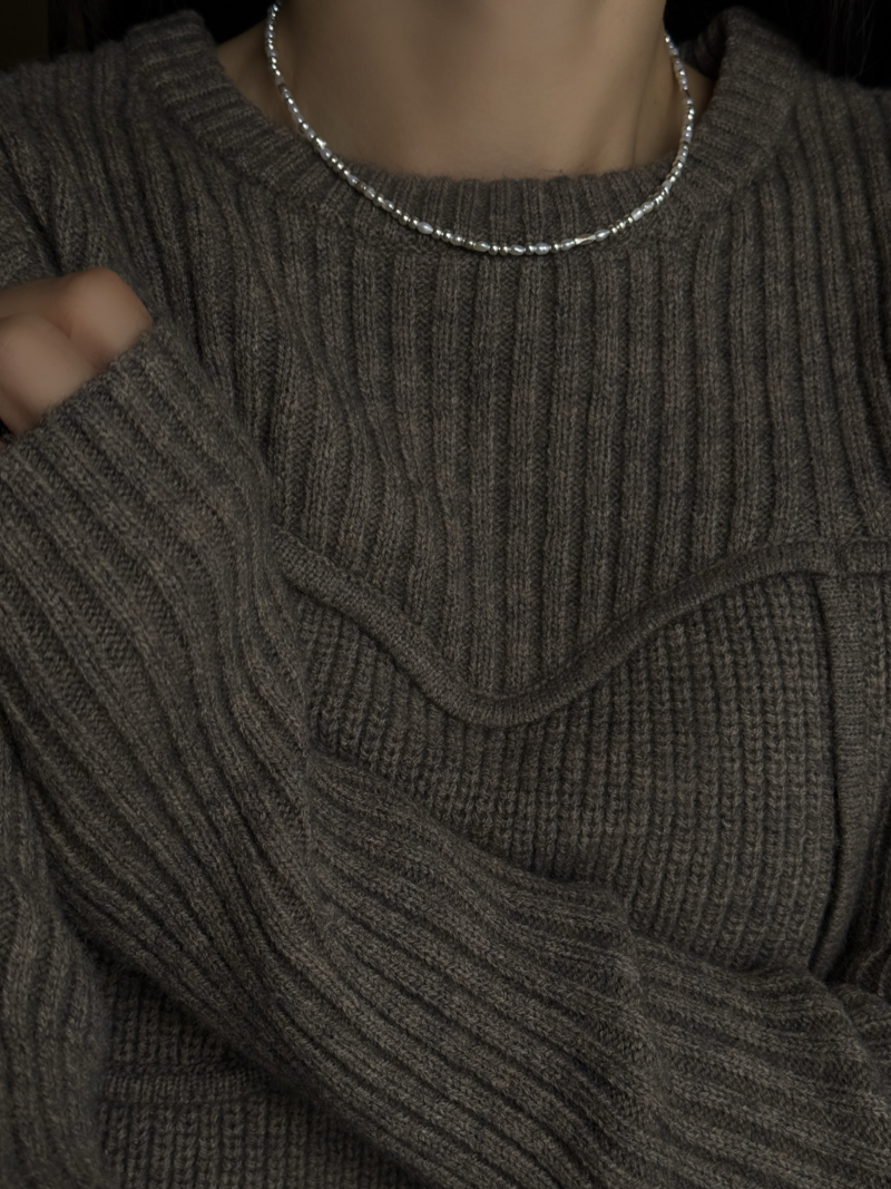 Silver925×天然石｜A/バロックパールのチョーカーネックレス 39cm（Reeplushハンドメイド）