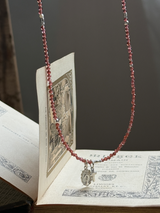 Silver925×天然石｜1月誕生石 ガーネット ミニチャーム ネックレス 41cmまたは41cm+アジャスター4.5cm（Reeplushハンドメイド）