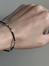 【MOMOMOON】2.1mm onyx&silver rubber Bracelet