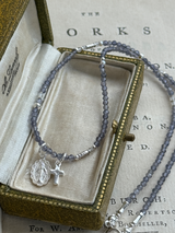 Silver925×天然石｜3月誕生石 マダガスカル産アイオライト ミニチャーム ネックレス 41cmまたは40cm+アジャスター5cm（Reeplushハンドメイド）宝石質
