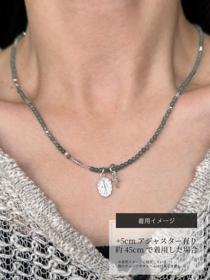 Silver925×天然石｜5月誕生石 ジェイダイト ミニチャーム ネックレス