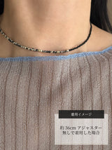Silver925×天然石｜アシンメトリー ダルメシアンジャスパー×オニキス チョーカーネックレス約36cmまたは約35cm+アジャスター5cm（Reeplushハンドメイド）