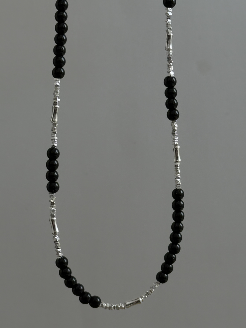 Onyx×silver beads Necklace