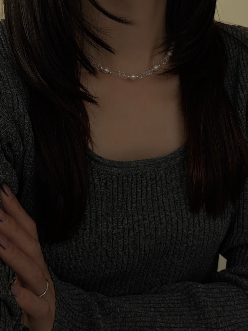 Cut Crystal × Perl Necklace