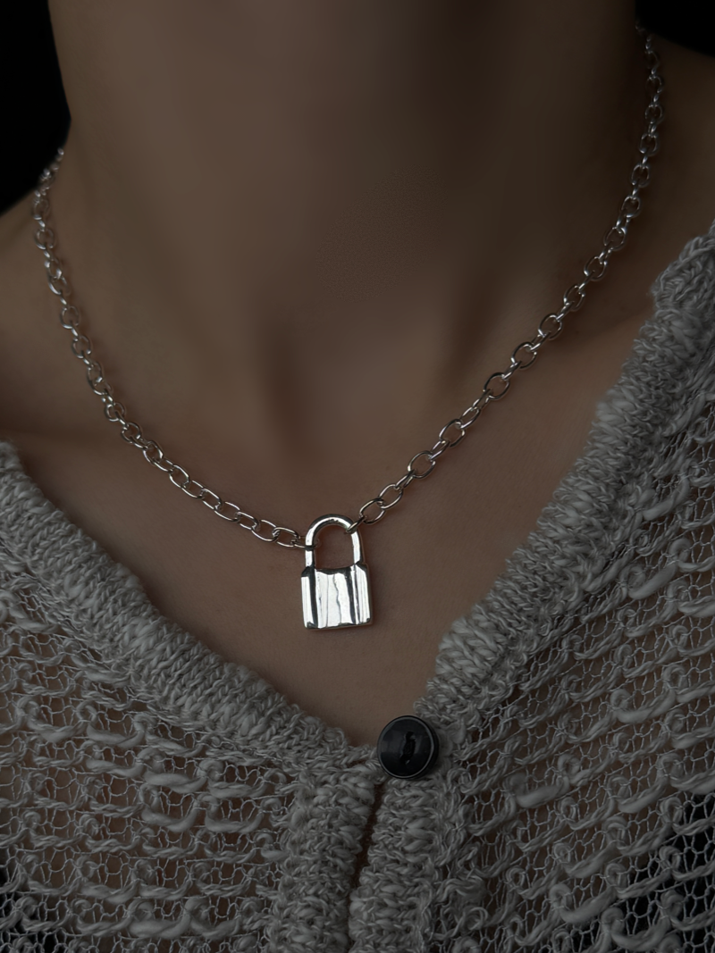 Padlock Chain Necklace 40cm|シルバー925|重厚感|南京錠 – Reeplush