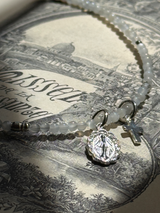 Silver925×天然石｜6月誕生石 ムーンストーン ミニチャーム ネックレス 41cmまたは41cm+アジャスター4.5cm（Reeplushハンドメイド）