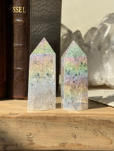 【MOMOMOON】クラッシュ水晶オーラ　タワー 2点セット |Crackle Quartz aura|天然石・鉱石・パワーストーン【SC081-8】