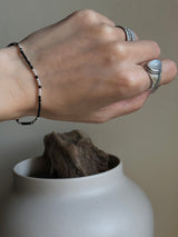 【MOMOMOON】2.1mm onyx&silver rubber Bracelet