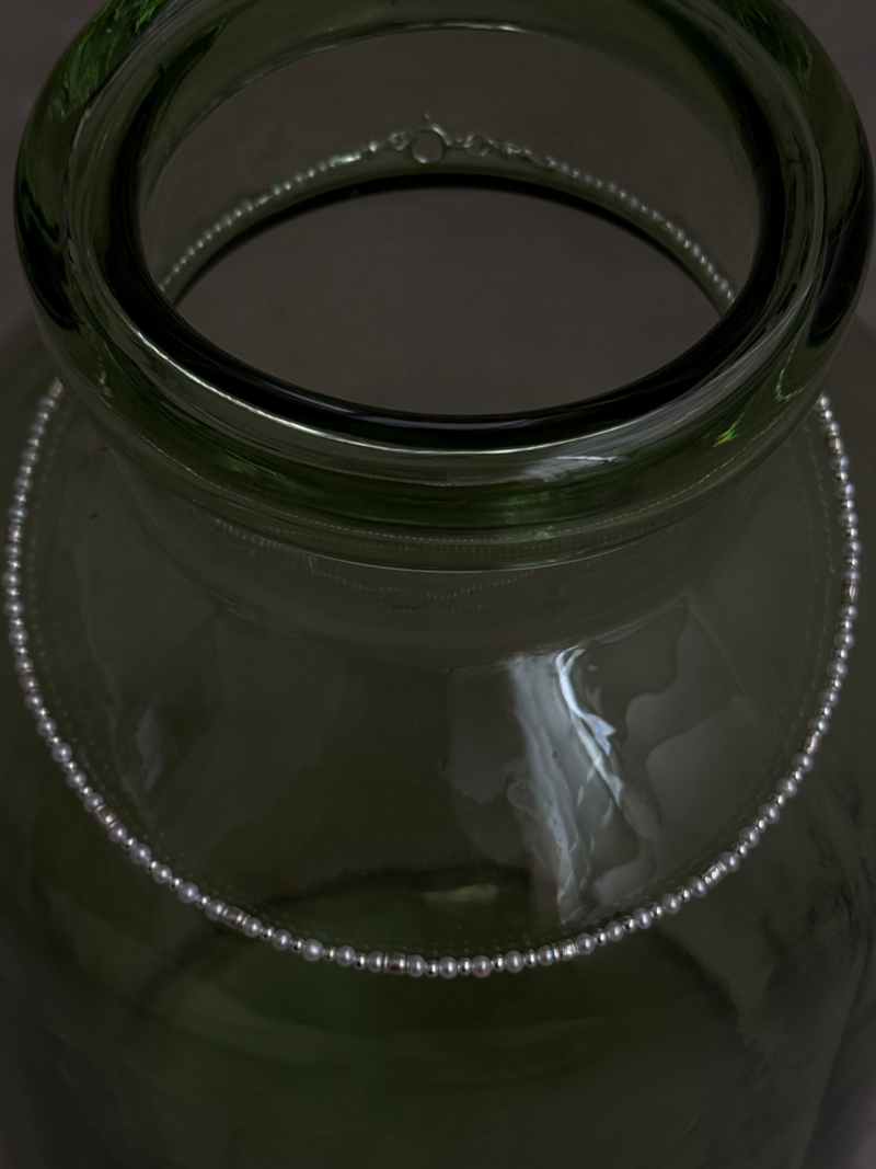 Silver925×天然石｜2.8mm バロックパールチョーカー ネックレス37.5cm〜42cm（Reeplushハンドメイド）軽量チャーム追加可能