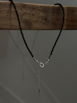 Silver925×天然石｜ポイントトルマリン オニキス チョーカーネックレス 35cm〜38.5cm（Reeplushハンドメイド）