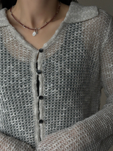 Silver925×天然石｜1月誕生石 ガーネット ミニチャーム ネックレス 41cmまたは41cm+アジャスター4.5cm（Reeplushハンドメイド）