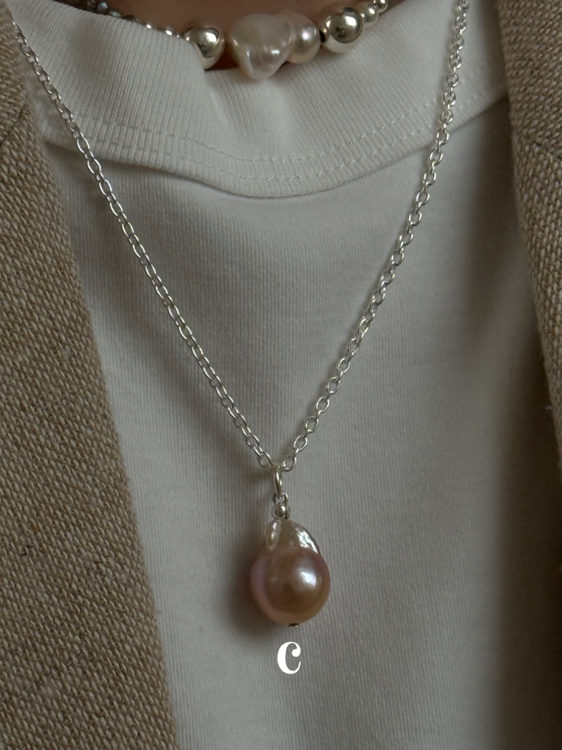 Silver925×天然石｜バロックパール ペンダントトップ（Reeplushハンドメイド）　単体