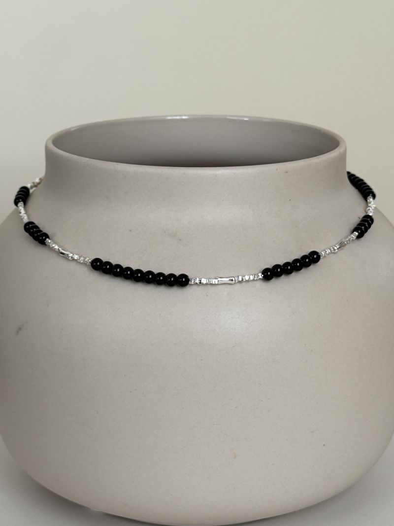Onyx×silver beads Necklace