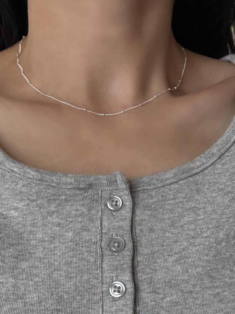 Silver925｜シルバードットチェーンチョーカー ネックレス35.5cm+