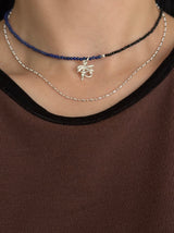 Silver925×天然石｜12月誕生石 アシンメトリー ラピスラズリ×オニキス チョーカーネックレス約37cmまたは約36cm+アジャスター5cm（Reeplushハンドメイド）