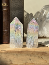 【MOMOMOON】クラッシュ水晶オーラ　タワー 2点セット |Crackle Quartz aura|天然石・鉱石・パワーストーン【SC081-8】