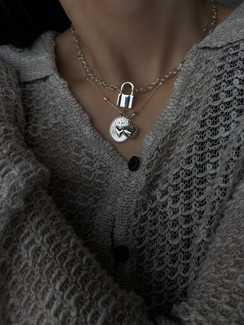 Padlock Chain Necklace 40cm|シルバー925|重厚感|南京錠 – Reeplush