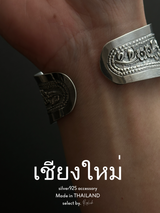 【Chiengmai silver】Embosser cuff bangle/1点もの【made in THAILAND 】