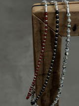 Silver925×天然石｜ダルメシアンジャスパー チョーカーネックレス約37.5cm〜41.5cm（Reeplushハンドメイド）